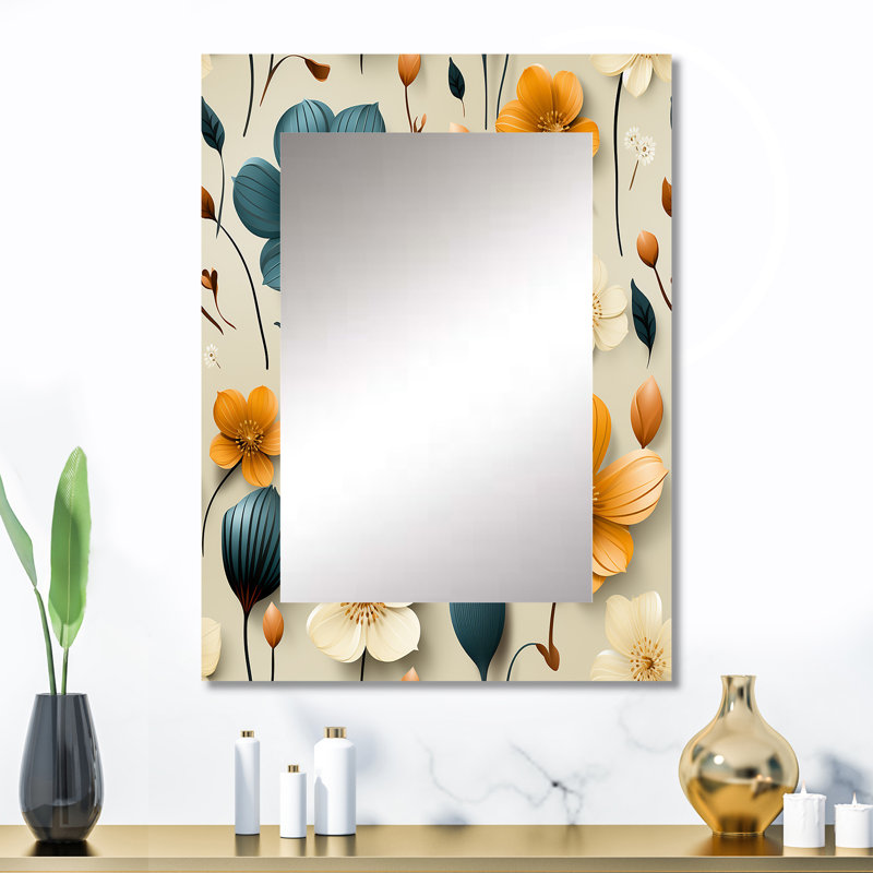 Mod Floral Nostalgia - Midcentury Mirror Wall Decor, 32" x 24"