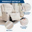 Fauteuil inclinable pivotant surdimensionné avec rotation à 360 °, inclinaison manuelle, porte-gobelets et rangement latéral, revêtement en velours côtelé-1660921585-1660921586