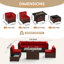 Ensemble de conversation en osier / rotin Bhairavi avec coussins et foyer-1224919913-1260238711