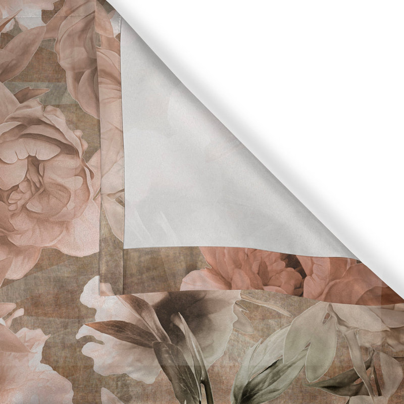 Red Barrel Studio® Cottagecore avec œillets motif floral rétro 50 po x 63 po rose rubis, L 50 po x L 108 po