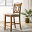 2 chaises de salle à manger rembourrées à hauteur de comptoir brun clair - bois franc avec découpes et chaises d'appoint indémodables, de 2, tissu en lin captivant