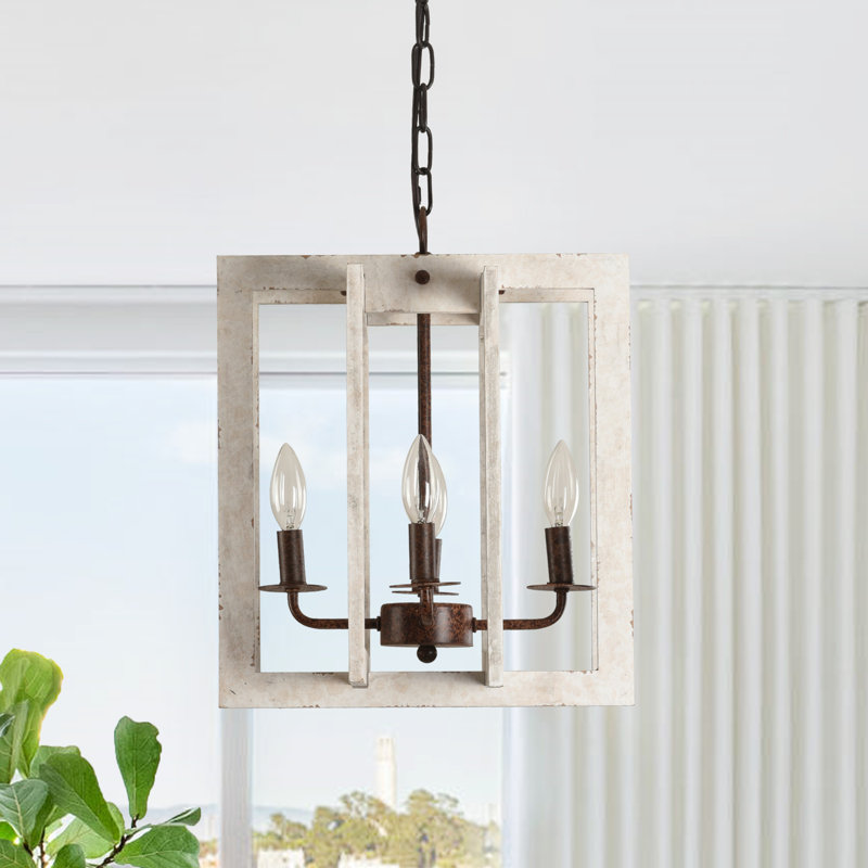 Lustre géométrique à 4 lumières Didem Oaks, Blanc