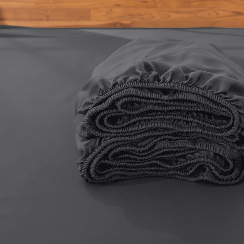 Drap-housse en rayonne de bambou, Gris, Drap-housse grand