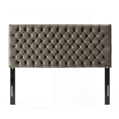 Tête de lit capitonnée capitonnée de conception moderne à boutons, tête de lit réglable en bois massif, tête de lit en bois massif avec pieds en métal durables dans la chambre à coucher