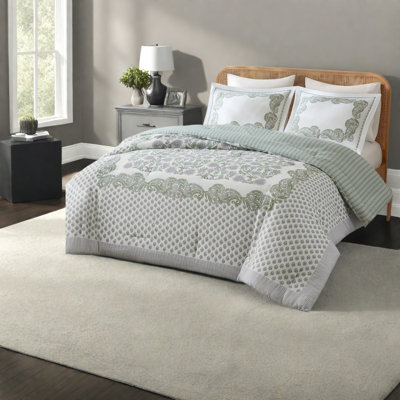 De literie à deux pièces, polyester grand coton riche, sauge maison florale