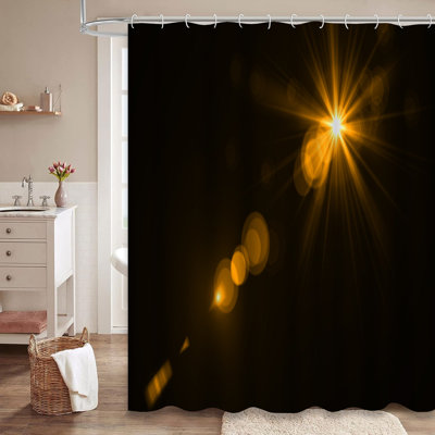Rideau de douche abstrait abstrait or et soleil avec 12 crochets