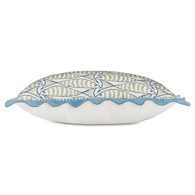 Throw Pillow, White/Blue