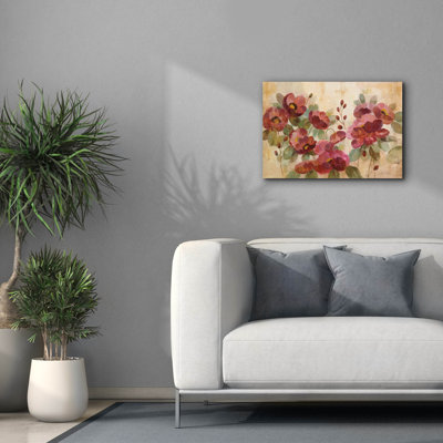 Epic Graffiti 'Fleurs Rouge'  by Silvia Vassileva Canvas Wall Art, 26" x 18"