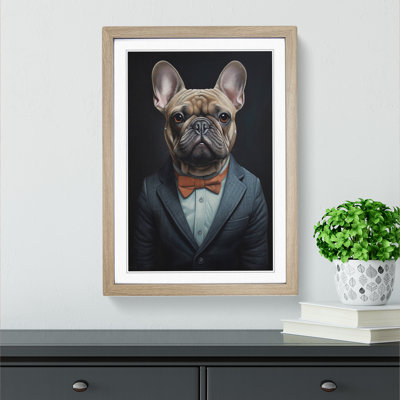 French Bulldog in a Suit Painting No.3 - Framed Print