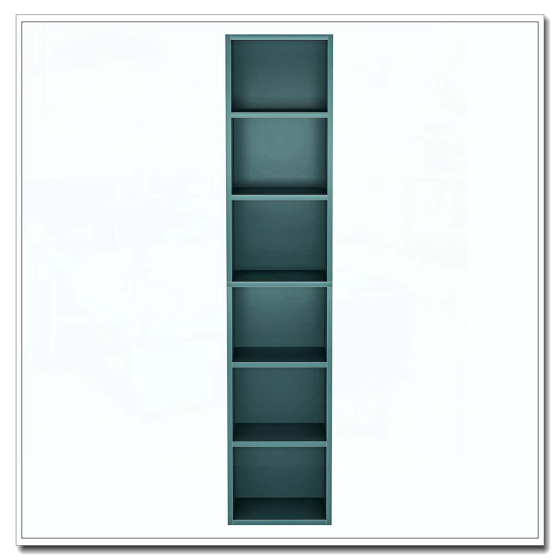 Bibliothèque à 6 coins étroits pour salon, bureau, chambre à coucher, Bleu
