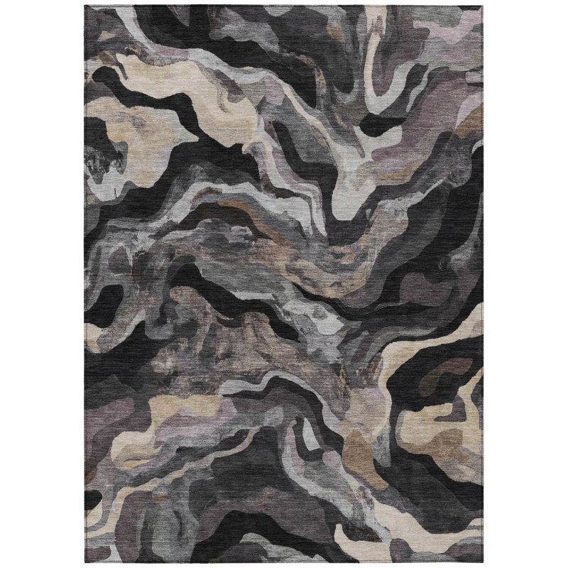 Tapis moderne intérieur / extérieur lavable à la machine Colman ACN2162, Rectangle 5 pi x 7 pi 6 po