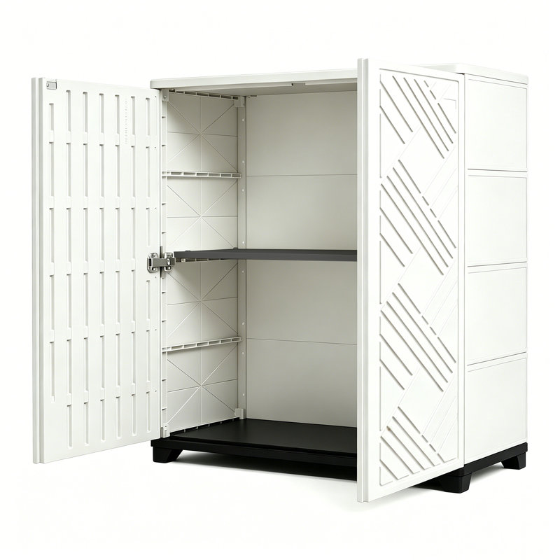 34×15×34 Inch Outdoor Storage Cabinet With 1 Shelf, Waterproof & Uv-Resistant, For Patio, Garden & Indoor Use, White