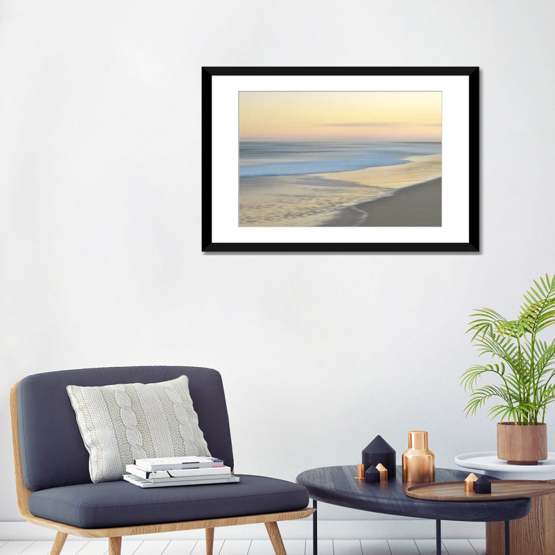 «Pastel Horizon» par Maggie Olsen - impression sur toile tendue, H 24 po x l 32 po x P 1 po, Papier d'art encadré noir, Blanc