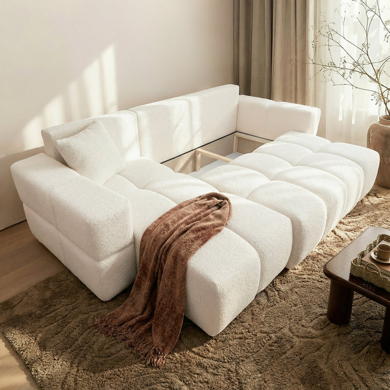 4 Seater Sofa Bed, Cream
