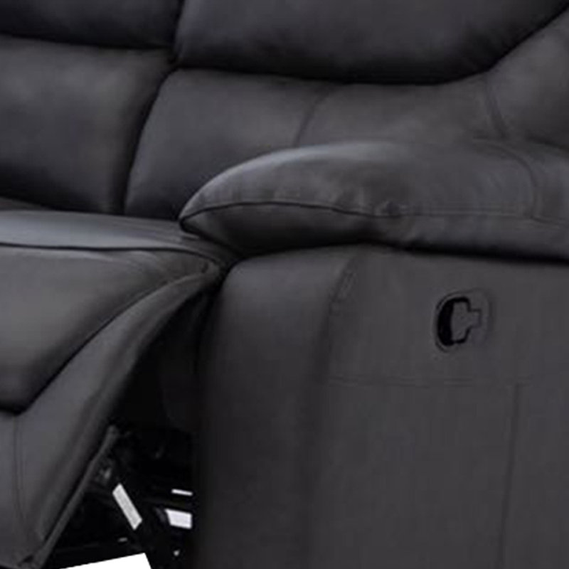 Canden Upholstered 81.5'' Reclining Sofa, Charcoal Leather Match