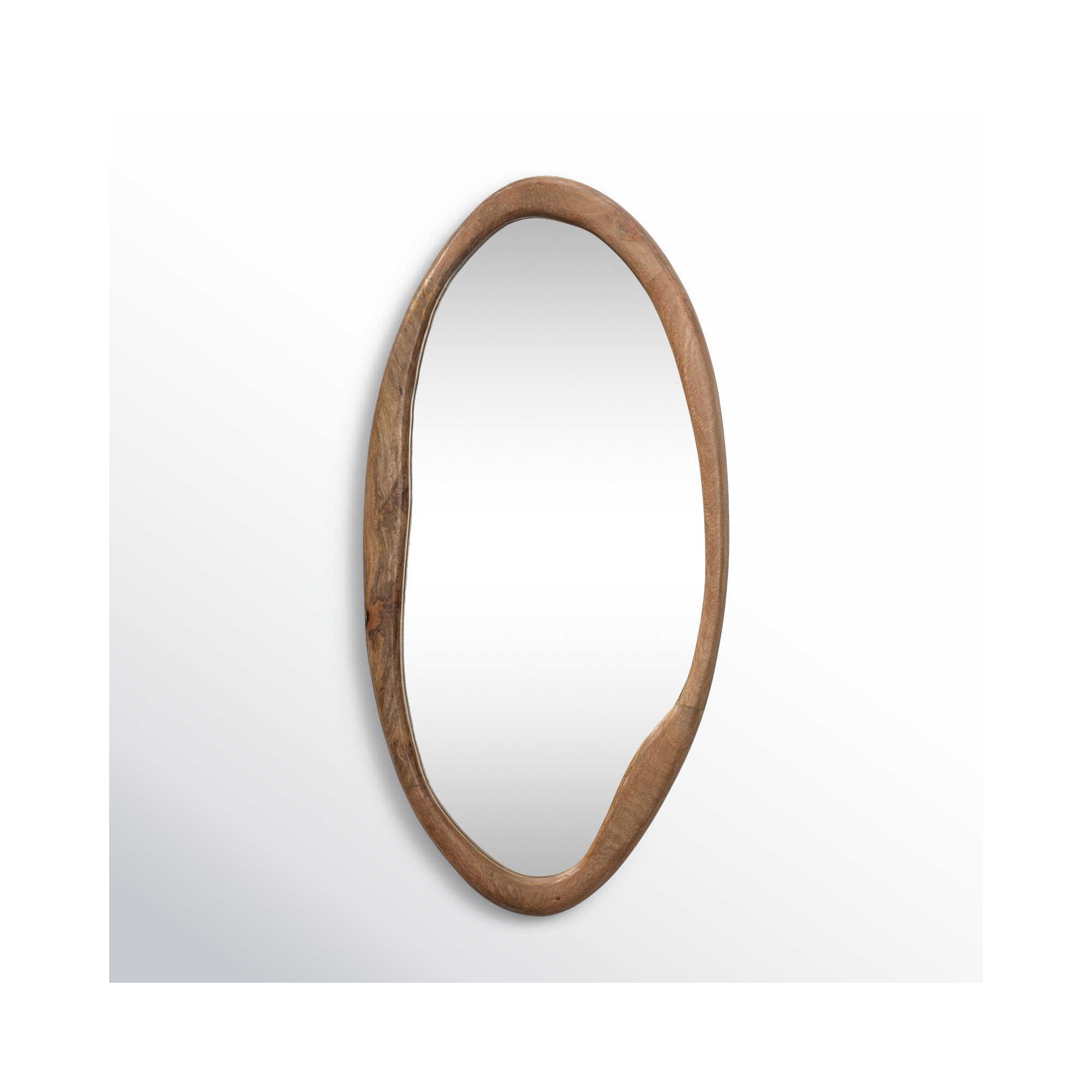 Wood Oval Wall Mirror