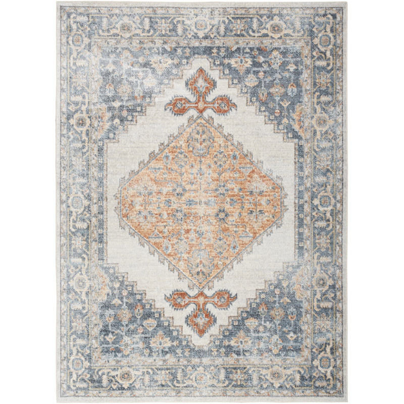 Tapis gris / doré lavable à la machine LaGuardia, Rectangle 5 pi 3 po x 7 pi