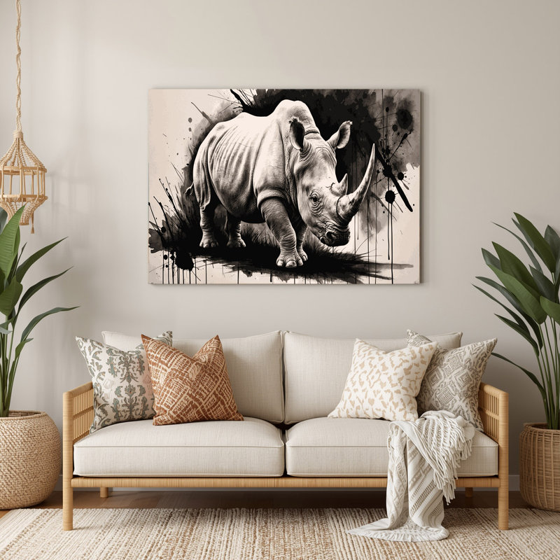 Faune, rhinocéros blanc, art mural en métal, H 12 po x l 18 po