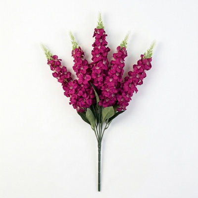 3 pièces de fleurs artificielles blanches Delphinium 22,4 pouces