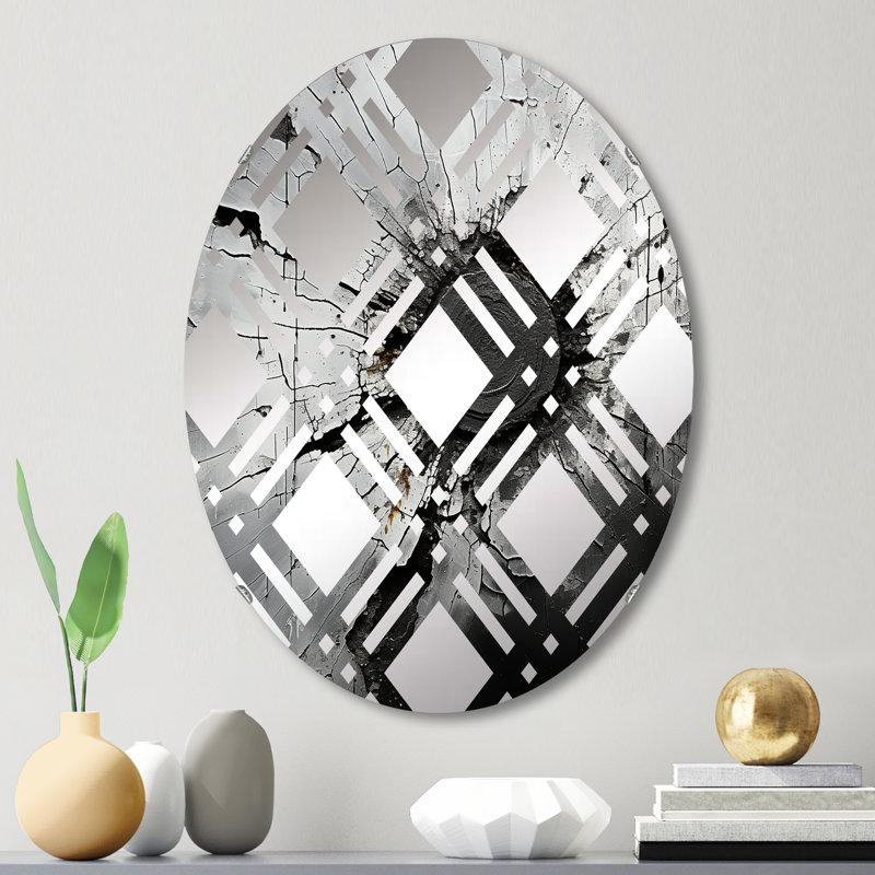 Miroir décoratif écossais en géode de pierre grise minimaliste I |, 29,5 po x 19,6 po