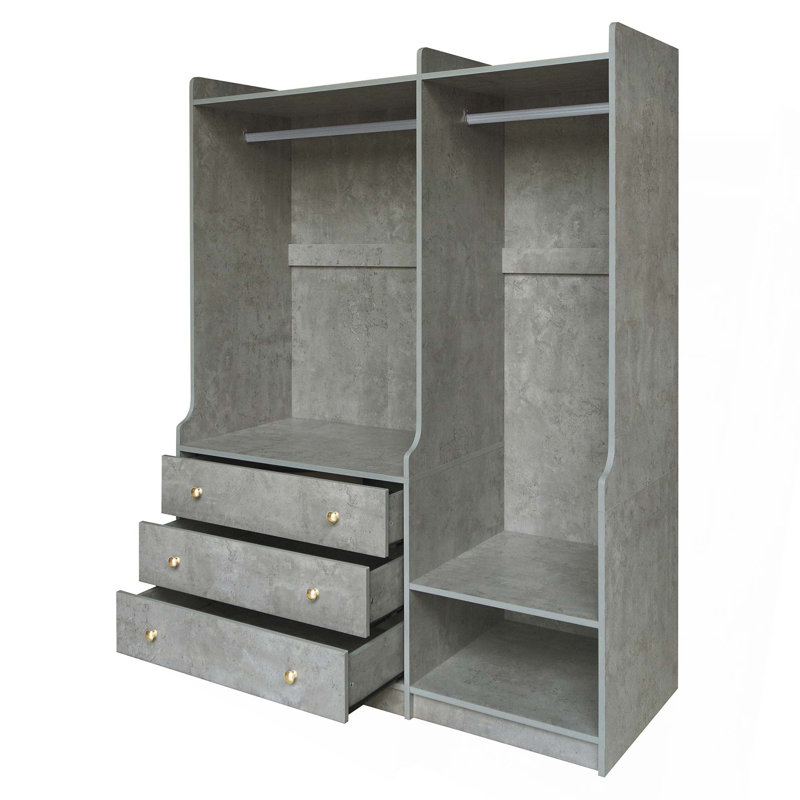 Rangement ouvert pour garde-robe en bois pour chambre à coucher, Gris
