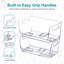 Ensemble de base de 3 bacs de rangement transparents de 12 pouces à ouverture ouverte avec poignées faciles à saisir. Bac de rangement en plastique transparent empilable pour garde-manger