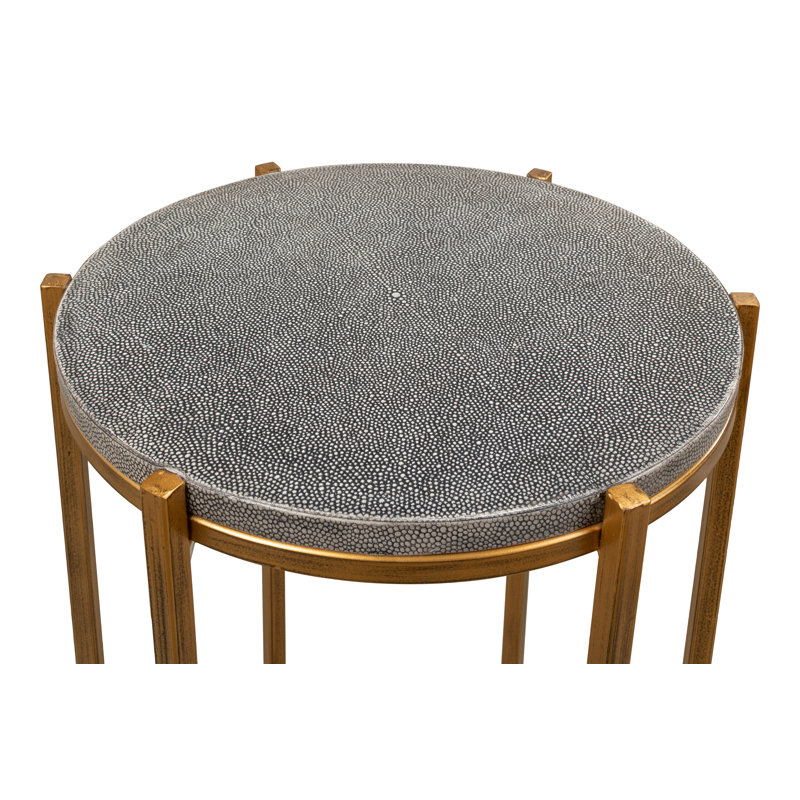 Spence Contemporary Black and Gold Round Wood & Metal Side Table