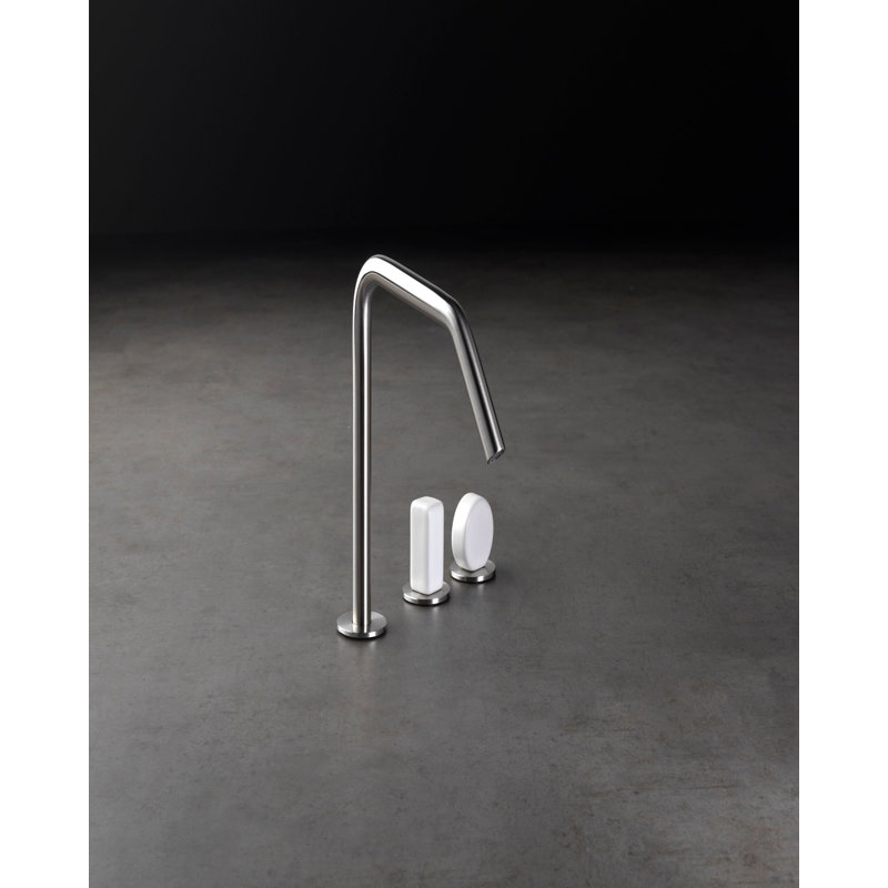 Acquaco Linki Io Deck Mount Three-Hole Widespread Bathroom Lavatory Faucet with 7-1/2'' Spout Reach