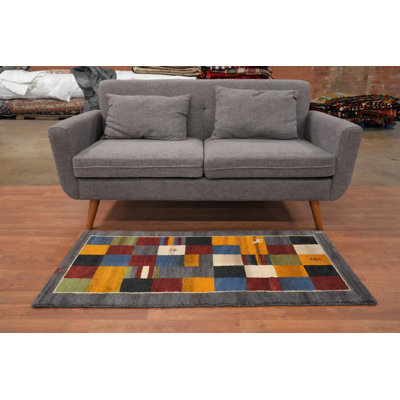 Tapis de couloir à carreaux en laine Gabbeh