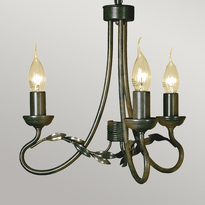 Bardell 3 - Light Candle Style Chandelier, Black and Gold