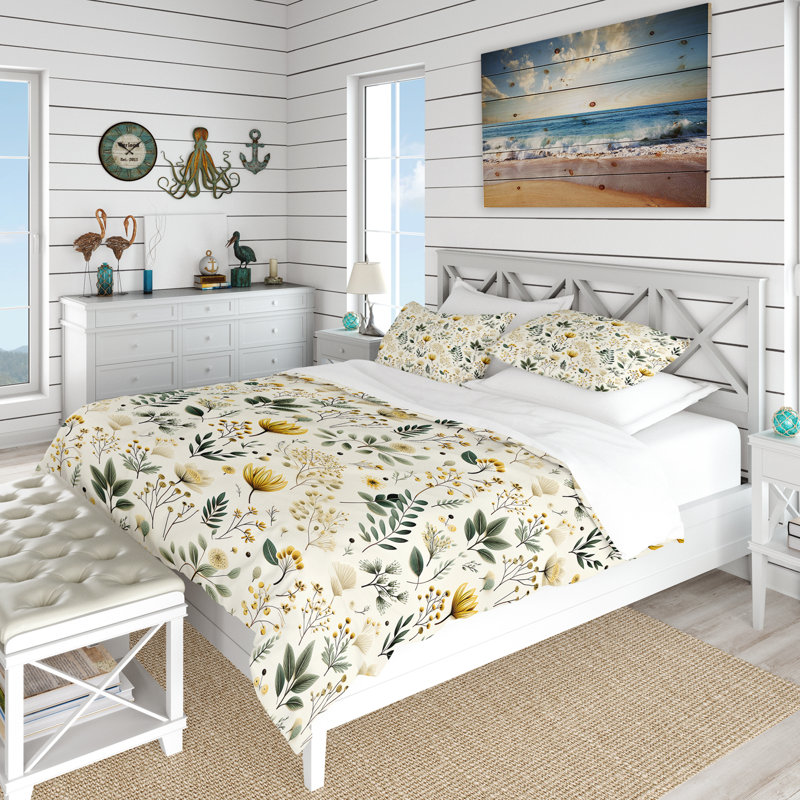 Motif bohème Botanical Neutrals - ensemble de housse de couette botanique - polyester microfibre