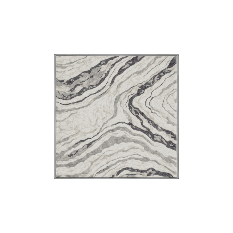 Tapis gris lavable à la machine, Carré 8 pi