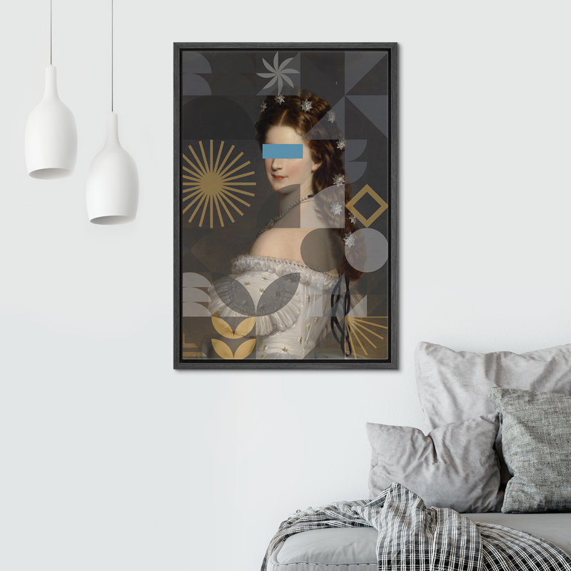 «Portrait Victorian Elegant Women», H 36 po x l 24 po, Cadre flottant noir