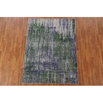 Tapis oriental moderne abstrait noué à la main 5 x 7
