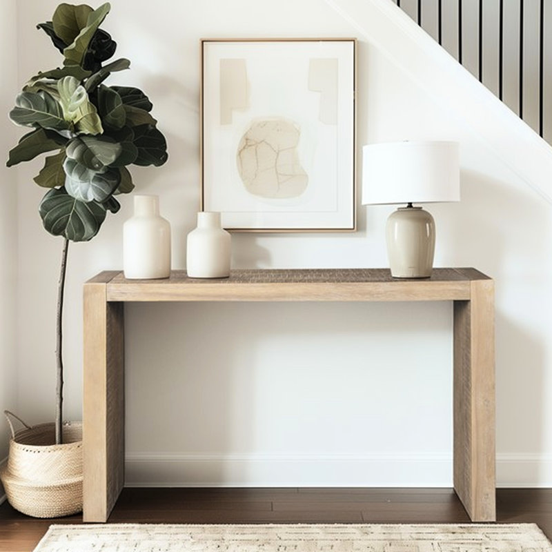 Console en bois massif de 54 po, d'aspect moderne, fini blé récupéré, pour différentes configurations de pièces, différents types