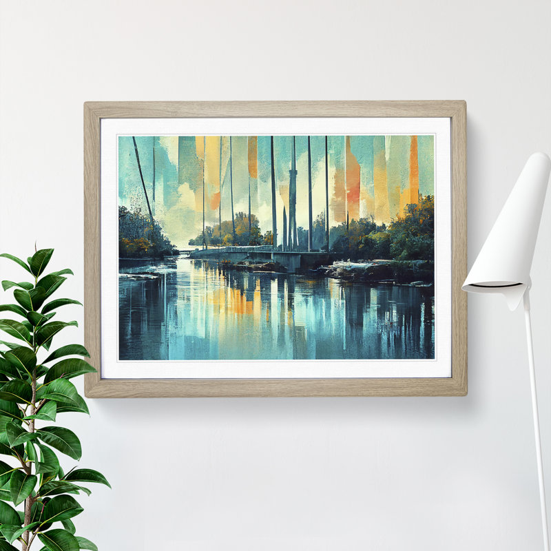 Abstract River Art Vol.1 - Single Picture Frame Painting, 25cm H x 34cm W x 2cm D, Oak