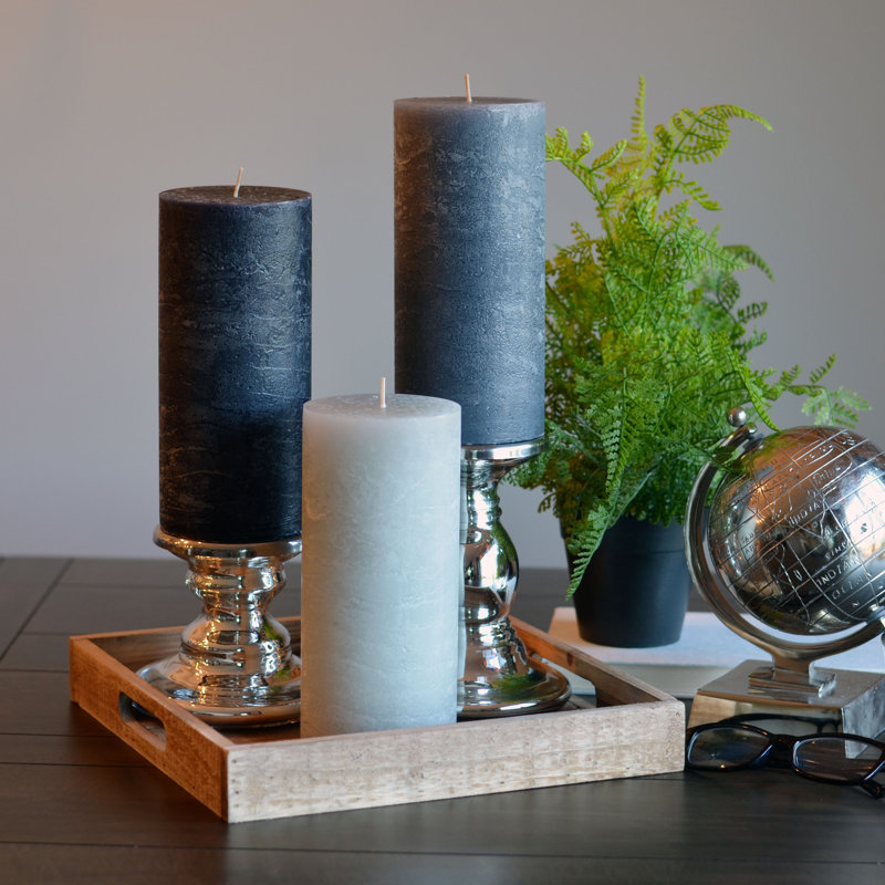 Pillar Candle, Gray/Black