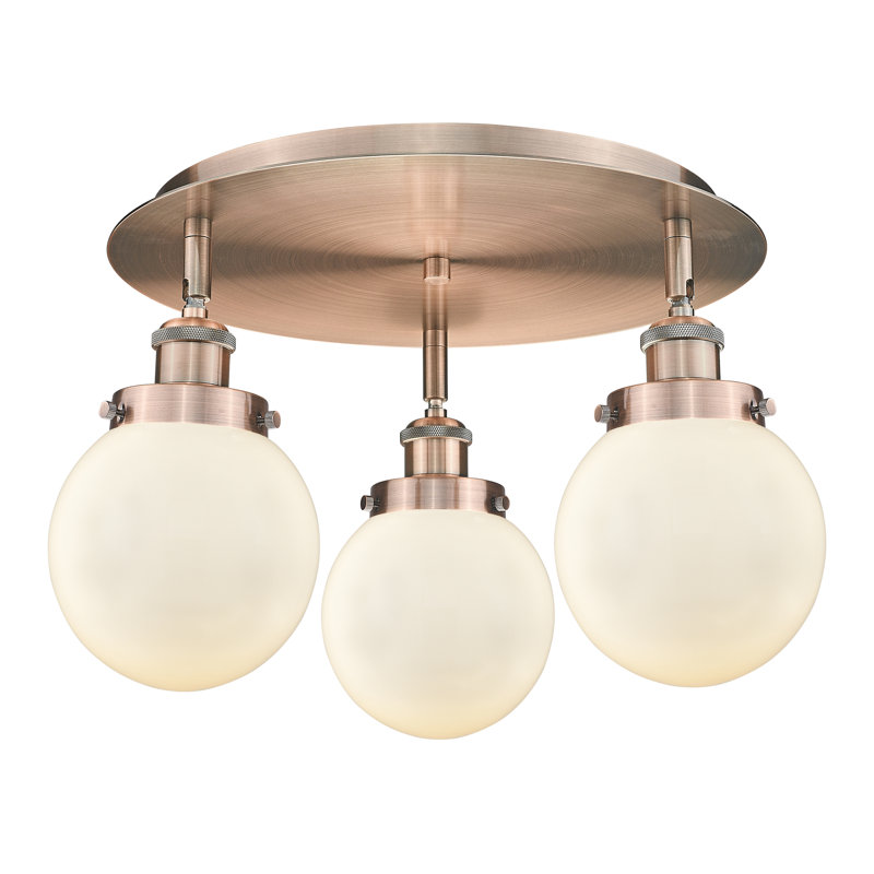 Plafonnier encastré Alfonsa, Blanc mat, Cuivre antique