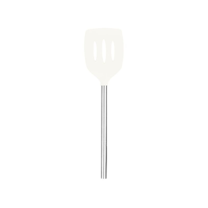 Silicone Slotted Turner - Light Aqua, White