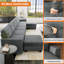 Canapé modulaire modulaire avec rangement, canapé convertible surdimensionné pour le salon, canapés modulaires confortables avec repose-pieds mobile, canapés en forme de L à 7 places de 140 po, lin, gris foncé
