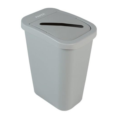 Contenant de recyclage de papier Sturdy Essentials City Box 10 gallons avec couvercle pour le recyclage résidentiel, commercial et commercial - Conforme à NYC - Gris