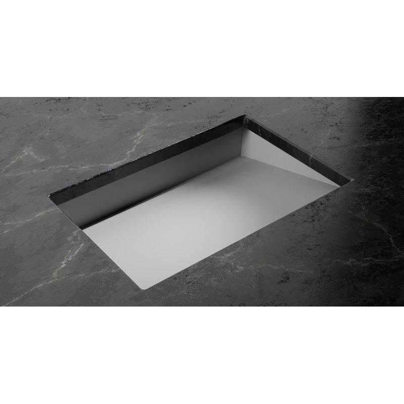 Lavabo de salle de bain encastré en résine de couleur pierre mate Badeloft UB-04-L-MGRY 25,2 po x 16,1 po, Gris mat