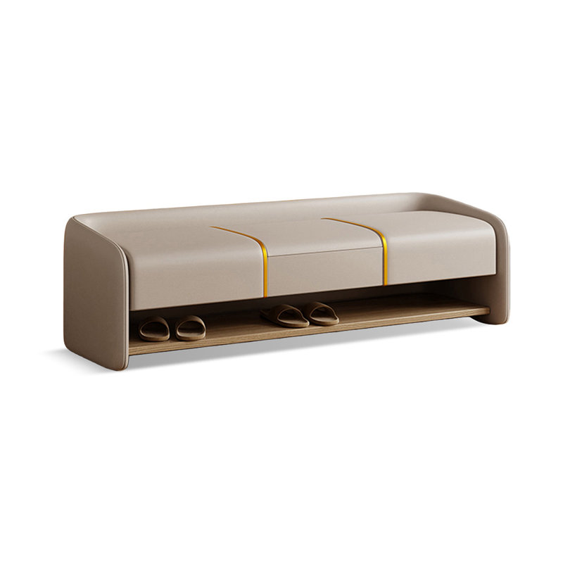 Beige Upholstered Bench, Beige