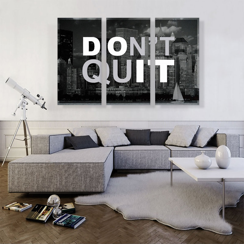 «Don't Quit Motivational Business», ensemble de 3 reproductions d'art texturé sur toile tendue, H 40 po x l 60 po x P 0,75 po