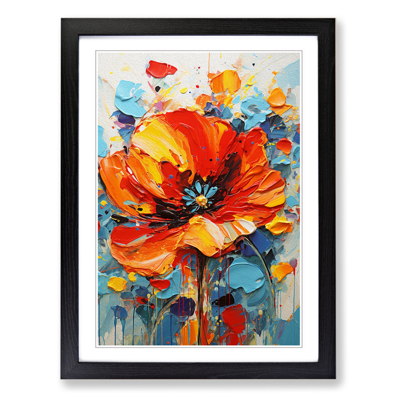 Poppy Flower Action No.2 - Framed Print, Black Framed, 34cm H x 25cm W x 2cm D