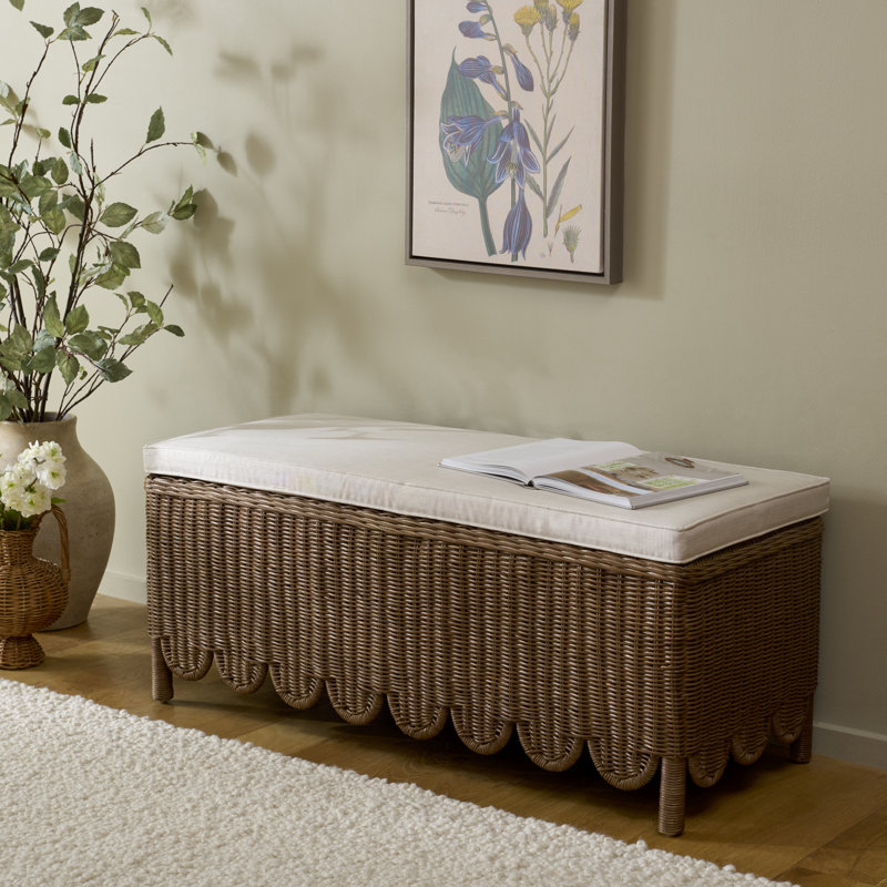 Banc Manon Scallop avec coussin, Brun et blanc