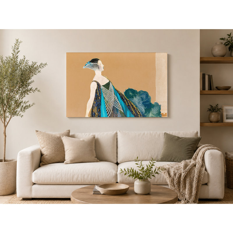 Elegante en robe de soirée, 20" W x 16" H