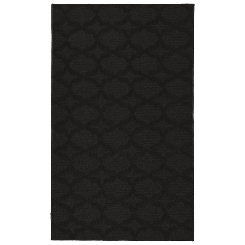 Tapis rectangulaire touffeté à motif géométrique noir, Rectangulaire 3 pi x 5 pi