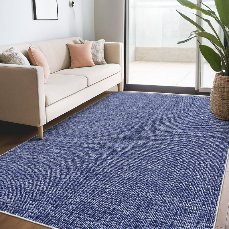 Washable Rug Imitation Braided Print Area Rug Non Slip Large Rug for Living Room Solid Printed Textured Rug Farmhouse Carpet Rug for Bedroom Dining Room