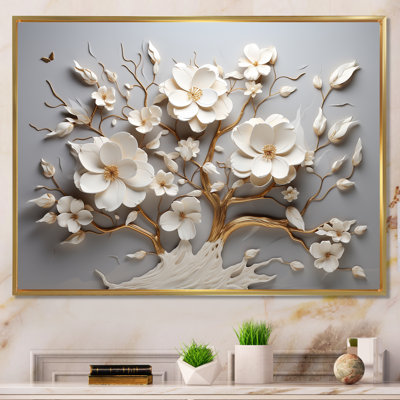 White Orchid Tree Garden Of Branches 10 - Abstract Floral Wall Art